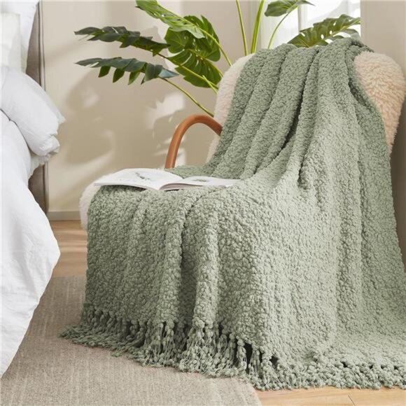 Home Knit Throw Blanket with Tassels for Couch, Luxury Boho Throw - Picture 1 of 7